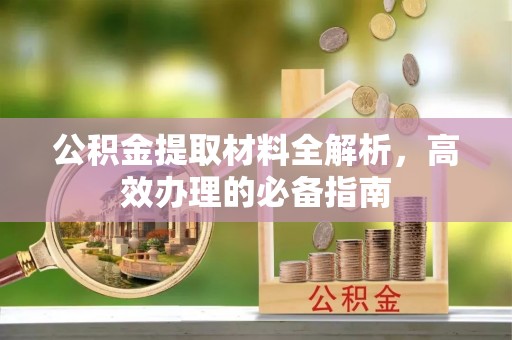 东丰公积金提取材料全解析，高效办理的必备指南
