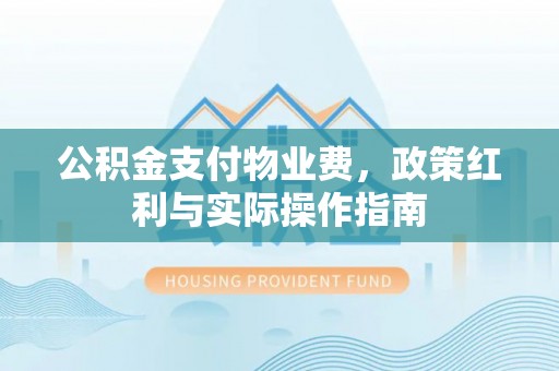 东丰公积金支付物业费，政策红利与实际操作指南